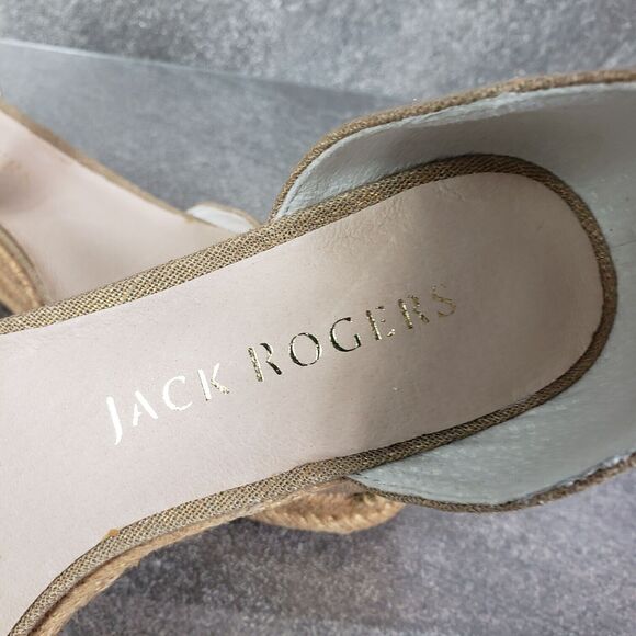 Jack Rogers Shoes Womens 9.5 Palmer Gold Espadrilles Closed Toe Wedge Sandals - Picture 6 of 10